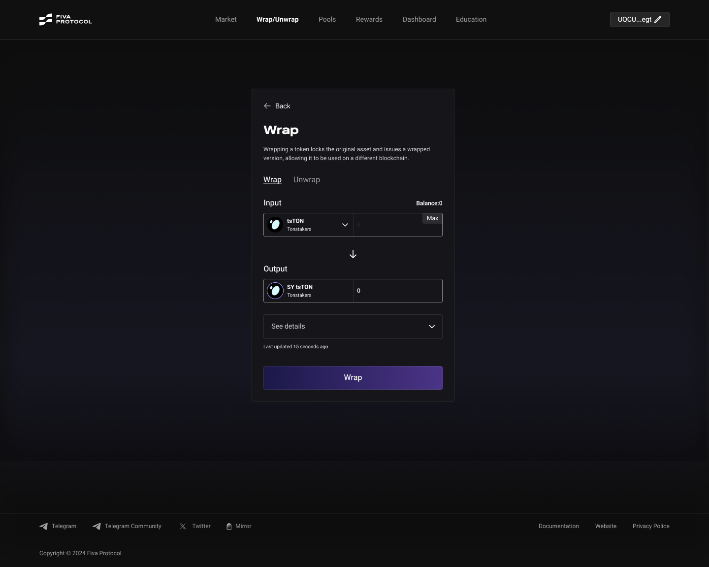 Wrap/Unwrap interface showing supported assets