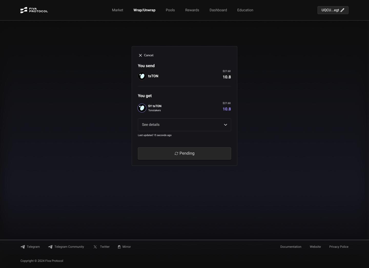 Approval confirmation for wrapping an asset